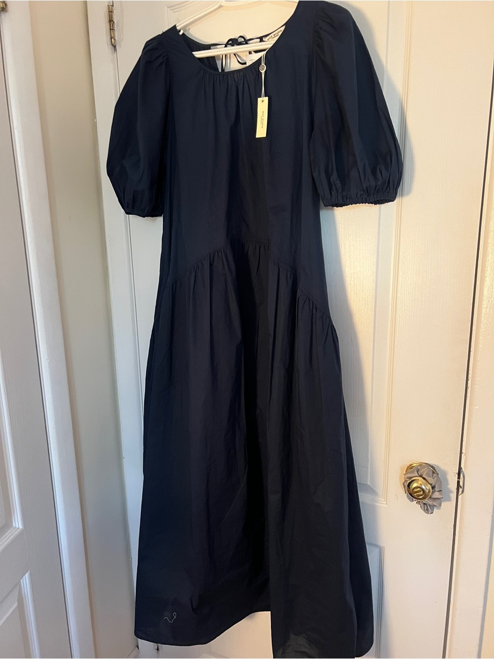 Max Studio Navy Puff-Sleeve Maxi Dress